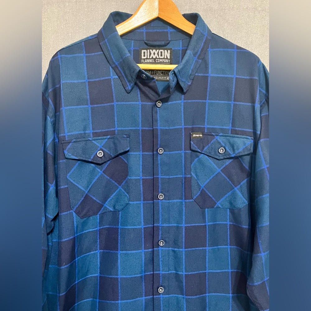 DIXXON / Snap-On Limited Edition Men's Blue Green Black Plaid Flannel Shirt - Picture 7 of 9
